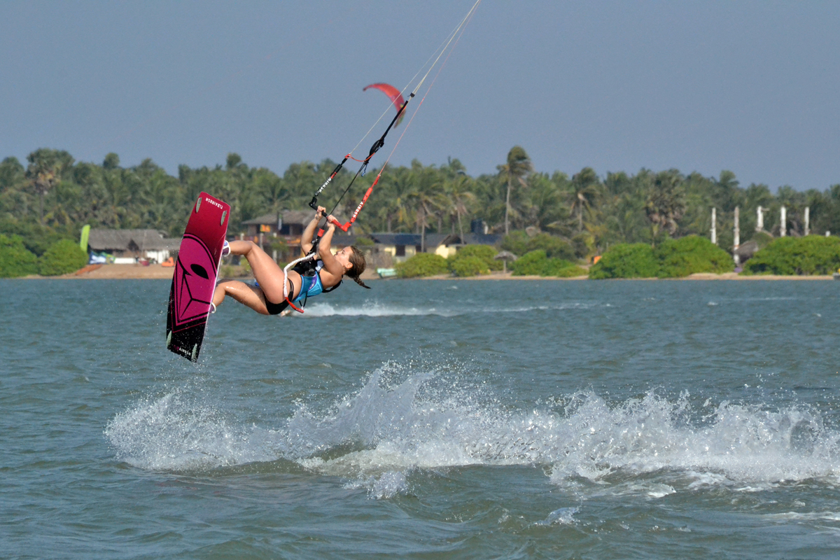 Lina kiting in Kalpitya Lagoon